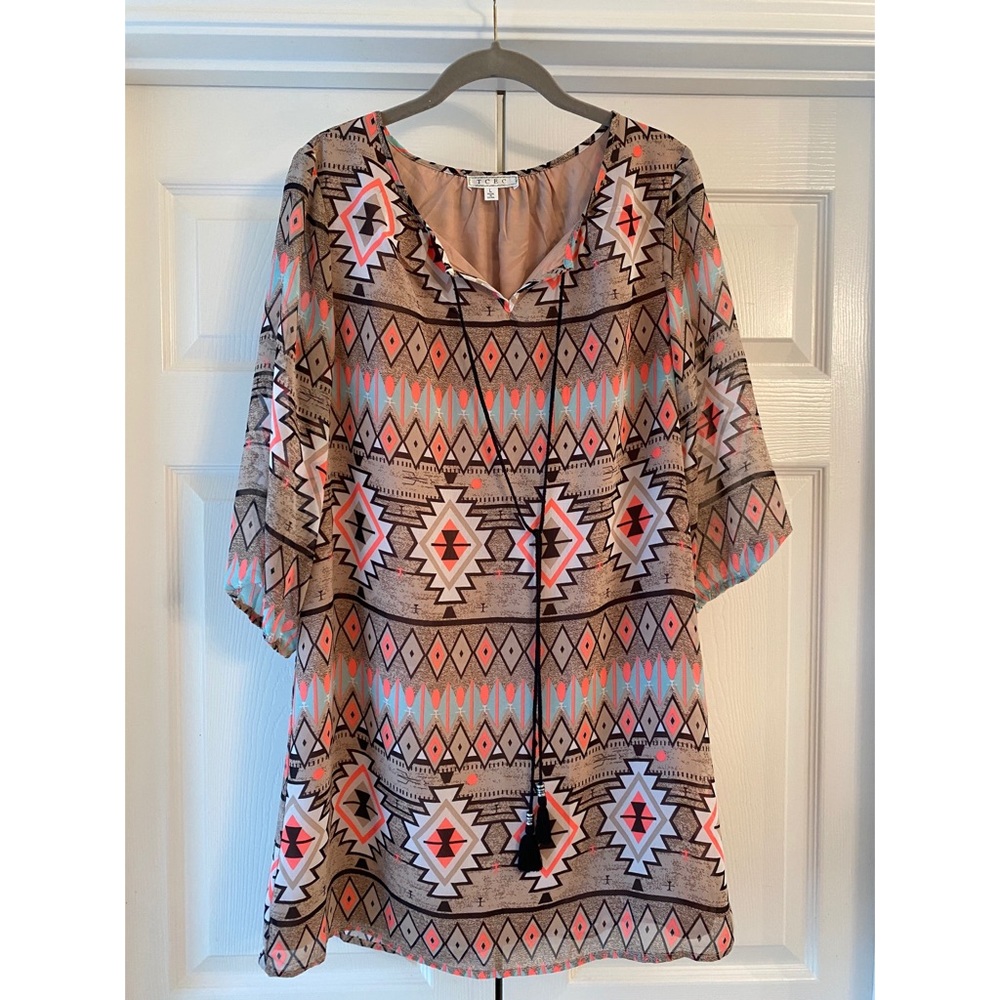 Tan Aztec Pattern Dress - image 1